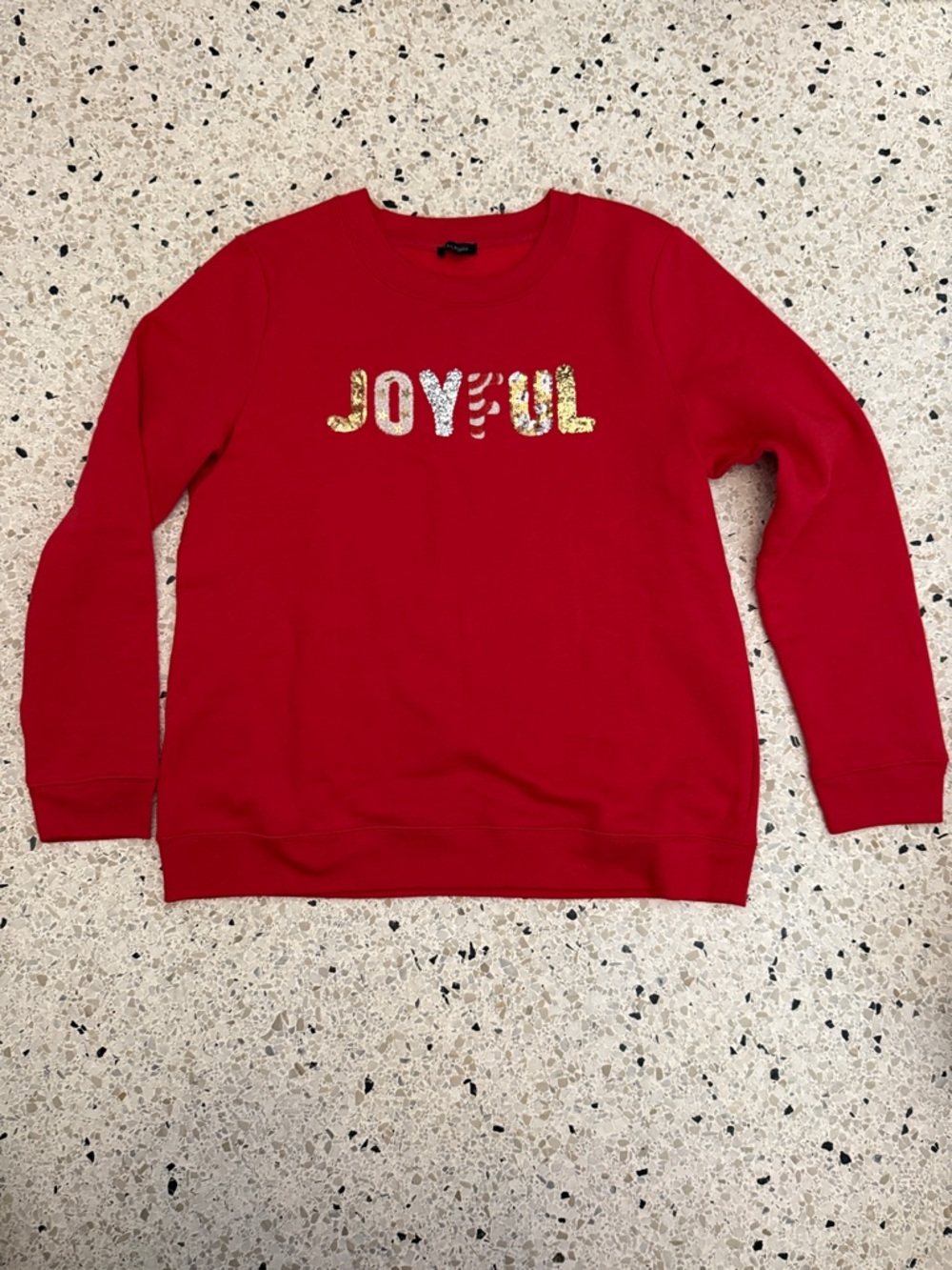 Talbots Red 'JOYFUL' Sequin Accent Sweater